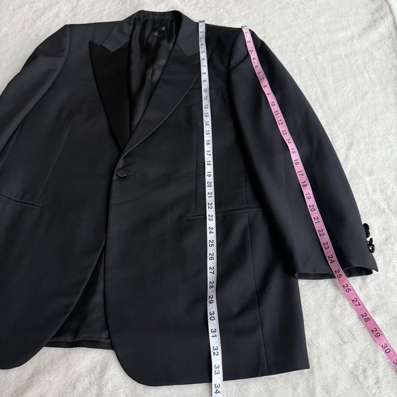 Caruso Wool Mohair Black Italy Long Sleeve Tuxedo Blazer 46R - Picture 5 of 13